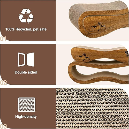 Cat Scratcher, 2-in-1 Cat Scratcher Couch, 34.25 Inch Large Corrugated Cardboard Scratching Post for Indoor Cats, Reversible & 100% Recyclable, Includes Catnip