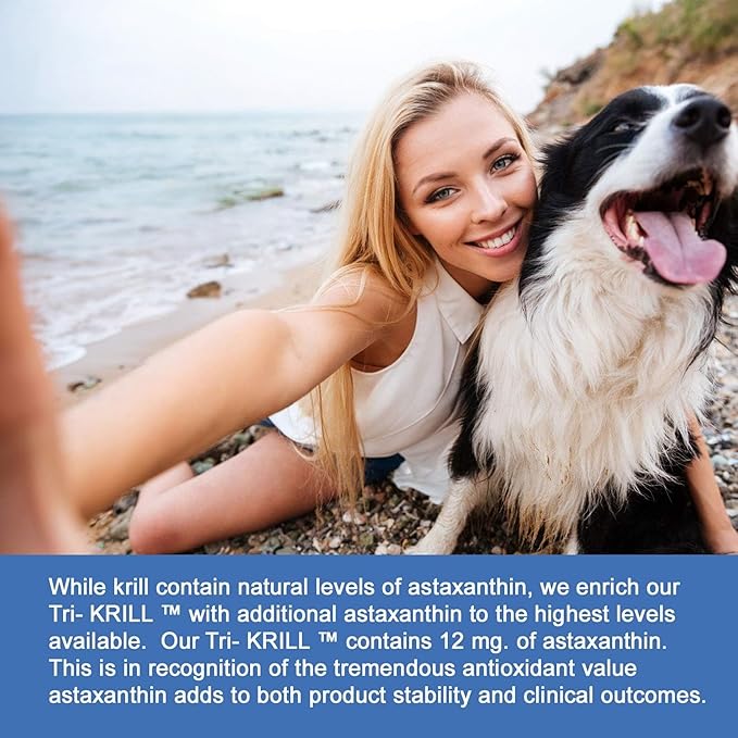 NWC Naturals Tri-Krill Oil Capsule Supplement for Dogs and Cats, Supports Joint, Brain, Supports Healthy Skin and Coat, Pure Antarctic Krill with Astaxanthin, Omega-3, DHA, EPA