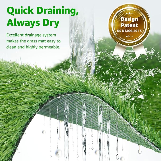 Dog Grass Pad with Tray Large 41''x26'', Portable Dog Litter Box with Artificial Grass Turf Mat & Washable Pee Pad for Puppy Training, Pet Loo Perfect for Indoor/Outdoor Patio Balcony Use