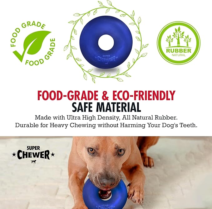 Tuff Pupper SuperChewer Tough Dog Ring Toy | Lifetime Replacement | Strong Natural Rubber | Dog Chew Toys for Aggressive Chewers | Durable Tug Toy | Ring Toys for Strong Dogs | Large Breed Tested