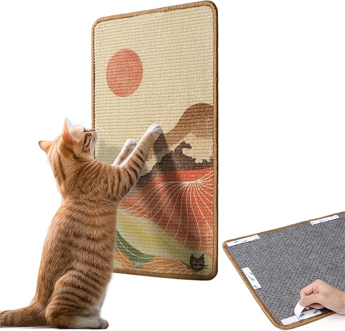 The Cat Ladies Scratching Poster - Wall Scratcher Pads - Scratch Mat Art Print for Indoor Cats - Furniture, Couch, and Carpet Protector - Wall Mounted or Floor Sisal Scratchers (Mountain)