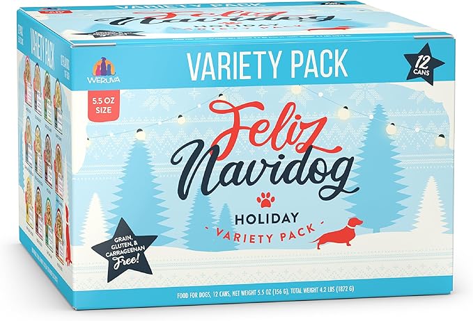 Weruva Classic Dog Food, Feliz Navidog Variety Pack, 5.5oz Can (Pack of 12)