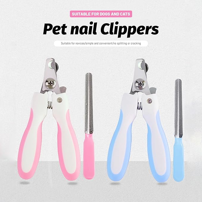 Pet Nail Clippers & Trimmers for Dogs & Cats - with Safety Guard & Free Nail File - Professional Pet Grooming Tool (Blue, Small)