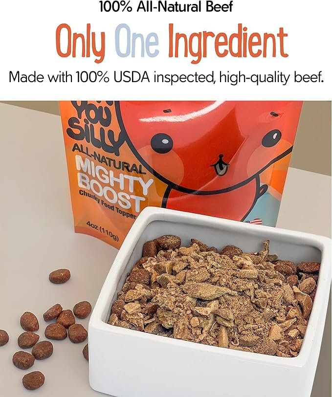 Freeze-Dried Beef Mighty Boost Dog Food Topper | High-Protein Meal Enhancer for Dogs | Grain-Free, All-Natural Pet Food Additive | Made in The USA