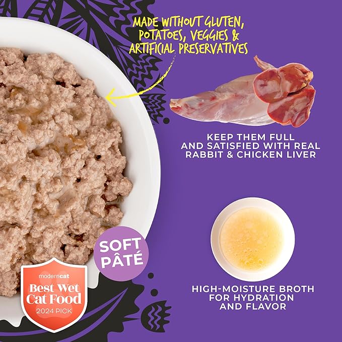 Tiki Cat After Dark Soft Pate Wet Cat Food, Dark Rabbit & Chicken Liver Recipe, 5.5 oz. Can (8 Count)
