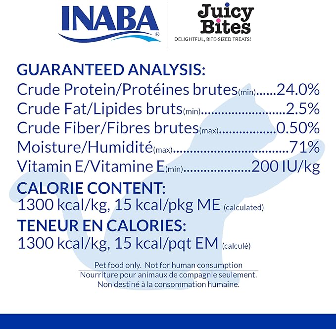INABA Juicy Bites, Moist & Chewy Cat Treats with Vitamin E and Green Tea Extract, 0.4 Ounces per Pouch, 18 Pouches (3 per Bag), Fish and Clam
