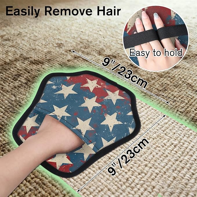 Stars Electrostatic Pet Hair Removal Glove for Cats & Dogs - Reusable Grooming Mitt for Couch, Carpet, Car Seat & Laundry - Large 9x9 Inch