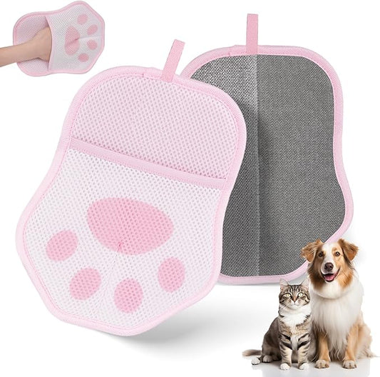 Pet Hair Removal Glove for Dogs and Cats - Electrostatic Pet Grooming Gloves, Washable & Reusable Hair Remover for Furniture, Couch, Carpet, Car Seats & Bedding (Pink)