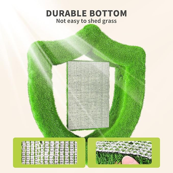 LOOBANI Artificial Turf Indoor Outdoor, Realistic Synthetic Grass with Drainage Holes, Artificial Grass Turf for Balcony Garden Landscape Decoration, 5 Feet x 10 Feet