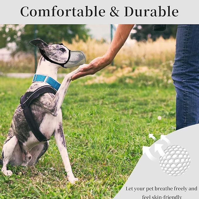 Mesh Dog Muzzle - Soft Anti-Bark Reflective - Anti-Bite Soft Muzzle for Dogs,for Small Medium Large Puppy Stop Scavenging Grooming Barking Vet Visit