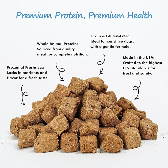 Freeze-Dried Salmon Dog Treats with Omega-3, Skin & Coat Health Soft Cubes, Single-Protein Limited Ingredient Diet, 2cm Easy Chew Size, Grain-Free Resealable Bag 6oz
