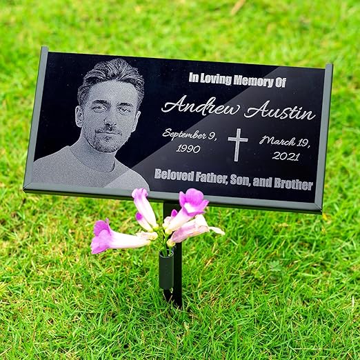 Grave Marker Stand,Heavy Duty Gravestone Holder,Memorial Plaque Support for Pet,Dog,Cat,Tombstone,Headstone,Garden Memorial Stone Stand (for 12"X6" Plaque)