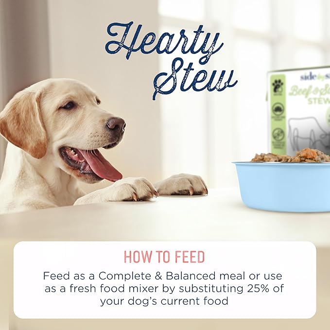 Side by Side Beef & Salmon Stew - Neutral Wet Dog Food & Dog Food Topper - Made with Nutrients & Whole Raw Ingredients - Human-Grade, No Artificial Additives or Fillers - USA Made (12.5 oz, 1-Pack)