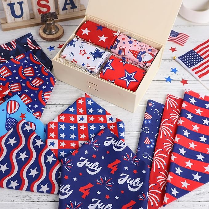 22Pcs 4th of July Dog Bandanas Bulk Independence Day Dog Bandana Adjustable Triangle Reversible Pet Accessories Patriotic American Flag Puppy Scarf for Small Medium Large Dogs Cats Memorial Day Supply