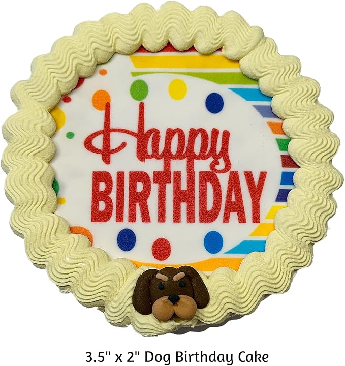 Crispy Yellow Pop Corn Dog Birthday Cake- Edible Puppy Party Crispy Pop Corn Cake- Handmade with Love- Perfect Dog Party Cake Boxed, Iced and Decorated