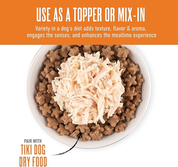 Tiki Dog Born Carnivore Protein Booster Dog Food Topper, Chicken Recipe in Broth, 2.1 oz. Pouch (12 Count)
