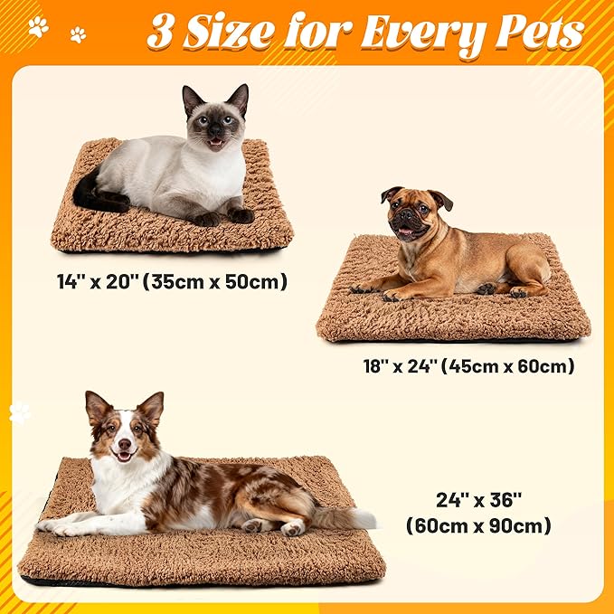 PatiencET Self Warming Cat Bed for Indoor Cats 24'' x 60'' - Cozy Fleece Heating Pad, Non-Electric Thermal Mat for Small Pets, Washable Soft Cushion for Winter Comfort and Warmth Khaki
