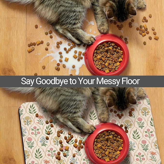 Dog Food Mat, Absorbent Waterproof Non-Slip Pet Cat Bowl Feeding Mat for Food & Water Pet Supplies 12 * 20"