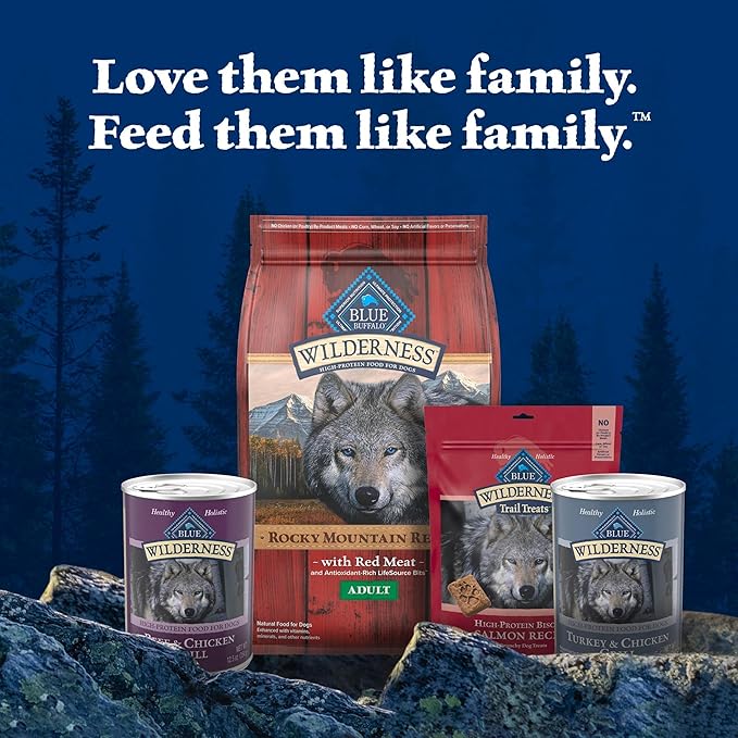 Blue Buffalo Wilderness Beef and Chicken Grill and Turkey and Chicken Grill High-Protein Wet Dog Food for Adult Dogs, 12.5 oz. Cans, 6 Count Variety Pack