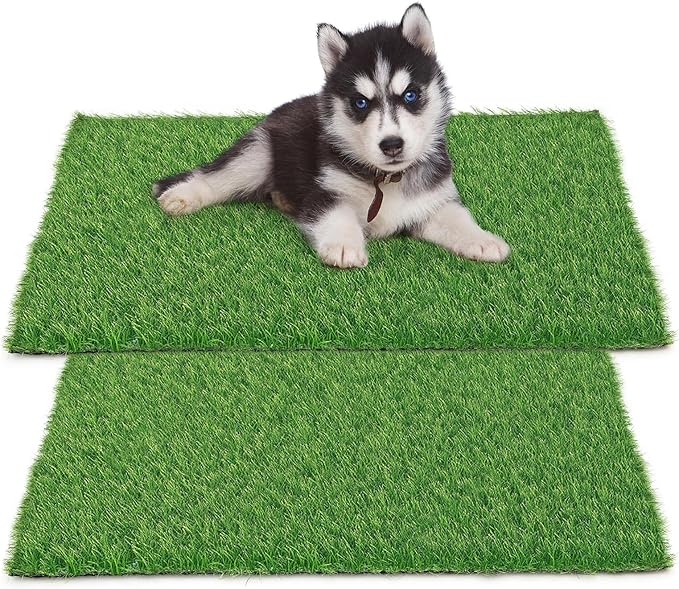 30 x 20 inches 2 Pack Fake Grass Pee for Dogs Artificial Grass Rug Pad for Puppy Potty Washable Grass Mat for Pet Training with Drainage Hole
