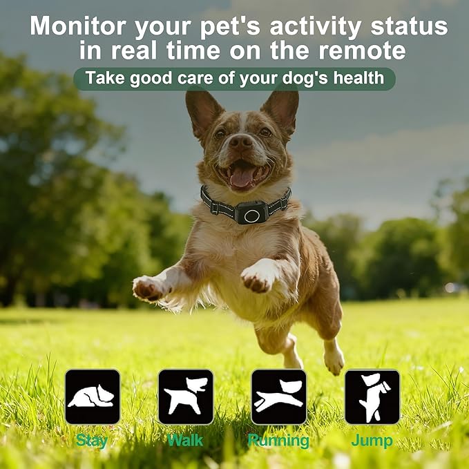 3-in-1 Dog Training Collar,Anti-Bark & Activity Monitor,3300ft Remote Range, LED Light, 3 Training Modes Beep Vibration Shock, Rechargeable Waterproof Dog Shock Collar for Small Medium Large Dogs