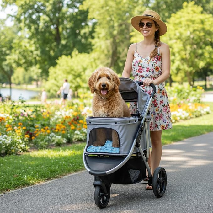 Nuanchu Dog Stroller Cooling Mat Waterproof Outdoor Pet Cooling Mat Washable Summer Cat Sleeping Blanket for Pet Stroller(11.81 x 19.69 Inches,Snowflake)