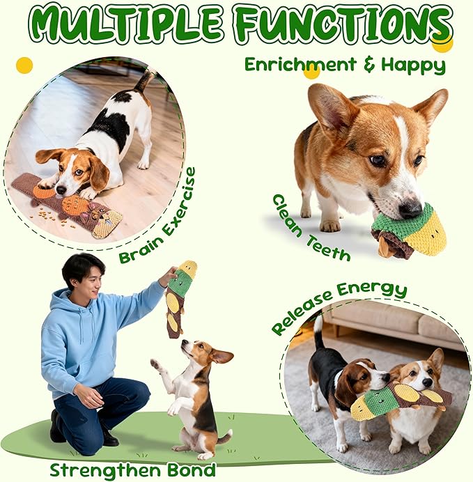 Dog Toys for Aggressive Chewers: 2 Pack Interactive Dog Toys for Boredom and Teething, Snuffle Mat for Dogs Squeaky Chew Toy for Small, Medium Breed to Keep Them Busy