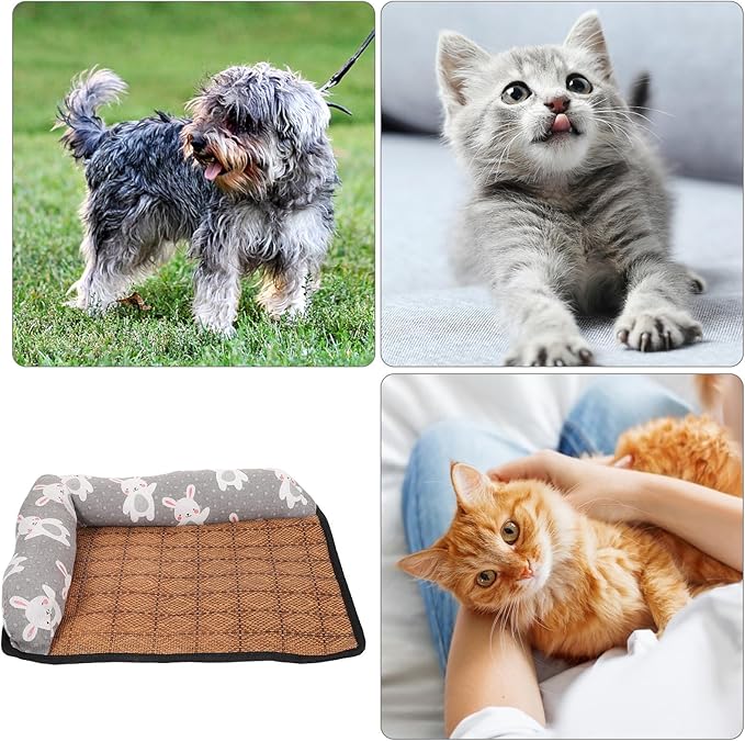 ABOOFAN Pet Cooling Bed Anti-Slip Dog Cushion Summer Cooling Mat Double-Sided Pillow S Size Rattan Nest for Dogs Summer Sleeping Pet Supply