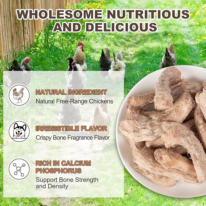 Freeze-Dried Chicken Necks Dog Cat Treats,Single Ingredient Turkey Necks High Protein,Grain Free for Teeth Cleaning & Support Joints(20 Pcs)