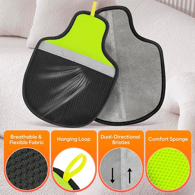 Flashseen Pet Hair Removal Glove for Cats & Dogs, Reusable Electrostatic Pet Hair Gloves, Pet Hair Remover Tool for Clothing, Couch, Carpet, Car Seat (2PcsBlack)