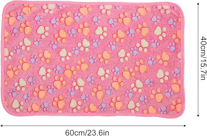 3Pcs Dog Paw Print Fleece Blanket, Pet Warm Sleep Mat, Coral Fleece Soft Dog Blanket with Cute Paw Design, Bite Resistant Pet Supplies for Dogs Cats Small Animals (25.5cm)