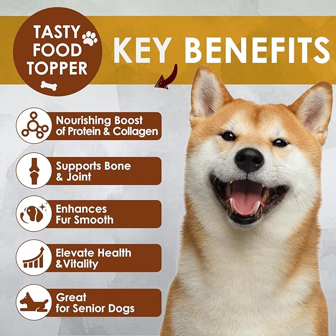 Zammex Grass-Fed Beef Bone Broth Protein Powder for Dogs & Cats - Joint & Bone Support, Healthy Fur Enhancer, Pet Food Topper for Dry & Wet, 10.58oz (Pack of 2)