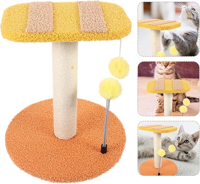 Cabilock Small Vertical Cat Scratching Post with Sisal Cover for Indoor Kittens Cute Insect Shape Integrated Cat Scratcher and Play Tower