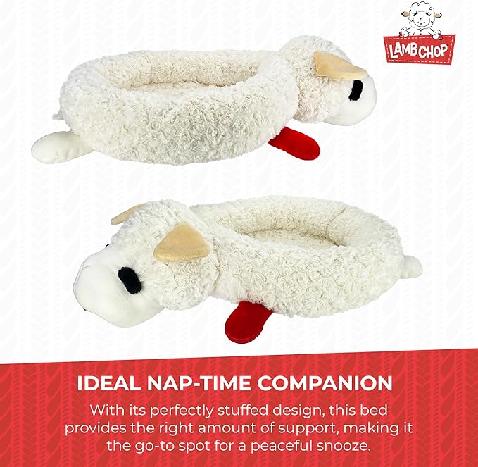 Multipet Lamb Chop Dog Bed - Ultra Plush Polyester w/ Removable Soft Foam & Non-Skid Bottom - Gentle Machine Washable - Durable Dog Bed for All Dogs (27", White)