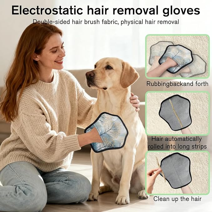 Rustic Forest Electrostatic Pet Hair Removal Glove for Cats & Dogs - Reusable Grooming Mitt for Couch, Carpet, Car Seat & Laundry - Large 9x9 Inch