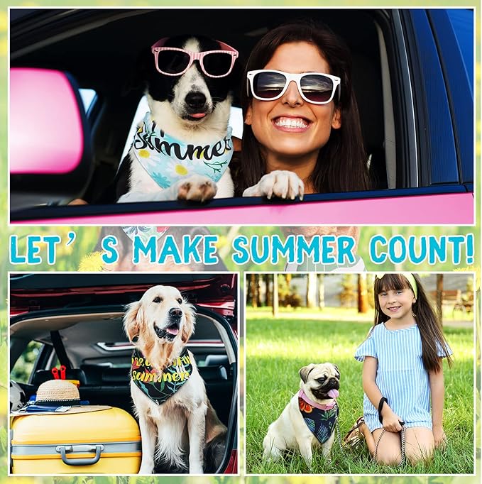 Kacctyen 100 Pcs Dog Bandanas Summer Bulk Hawaiian Dog Adjustable Cute Washable Triangle Kerchief Scarf Bibs for Small to Medium Pet Seasonal Party Costume Accessories