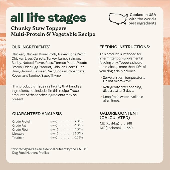 Canidae All Life Stages Wet Dog Food, Chunky Stew Toppers, Multi-Protein & Vegetable Recipe, 12.7 oz. (Case of 6)
