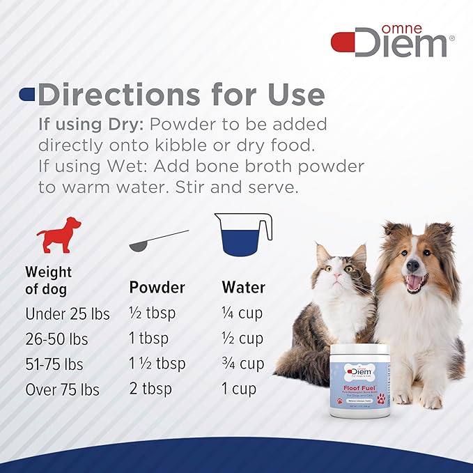 OmneDiem Floof Fuel for Cats & Dogs - Pure Norwegian Poultry Bone Broth - Pet Food Topper - Tasty Chicken Flavor, Rich in Protein - Supports The Health of The Joints, Gut, Skin & Coat - 7oz (198g)