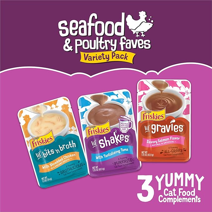 Purina Friskies Seafood and Poultry Faves Variety Pack Gravy Cat Food Complement - 24 ct. Box