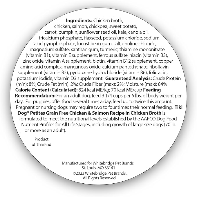 Tiki Dog Aloha Petites, Chicken & Salmon, Rich in Protein with Supplemental Hydration, for All Dog Breeds and All Life Stages, 3 oz. Cup (4 Count) (Pack of 2)