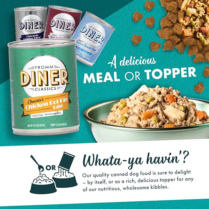 Fromm Diner Classics Charlie's Chicken Pot Pie Pate Dog Food - Premium Wet Dog Food - Chicken Recipe - Case of 12 Cans