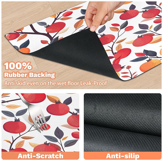 Pomegranate Dog Food Mat for Floors Absorbent Dog Bowl Mat for Food and Water Dispenser Quick Dry Cat Food Placemat Pet Supplies 24" x 32", Tree