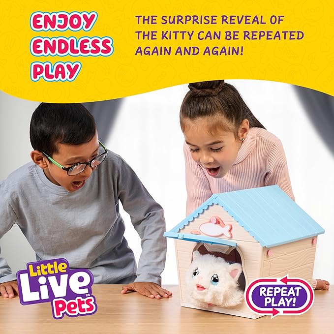 Little Live Pets Cat Figurines for Kids, Interactive Hutch Animal Playset with 25+ Sounds, Outdoor Toys for 5+ Year Old Girls