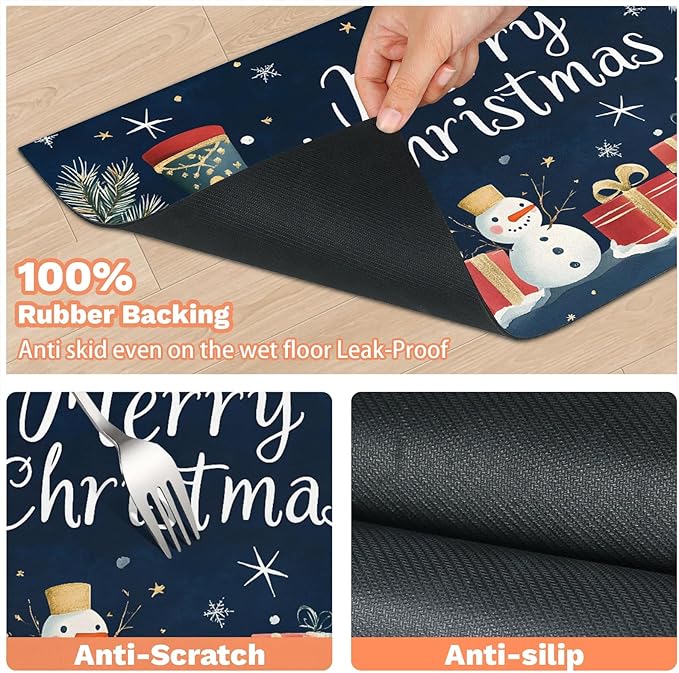 Merry Christmas Dog Food Mat for Floors Absorbent, Quick Dry Water Dispenser Mat for Food, Water, Pet Supplies 17" x 30", Christmas Nutcrackers