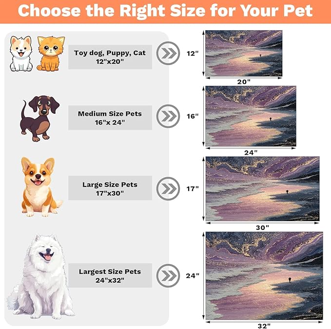 Sea Dog Food Mat for Floors Absorbent, Quick Dry Water Dispenser Mat for Food, Water, Pet Supplies 12" x 20", Galaxy Star
