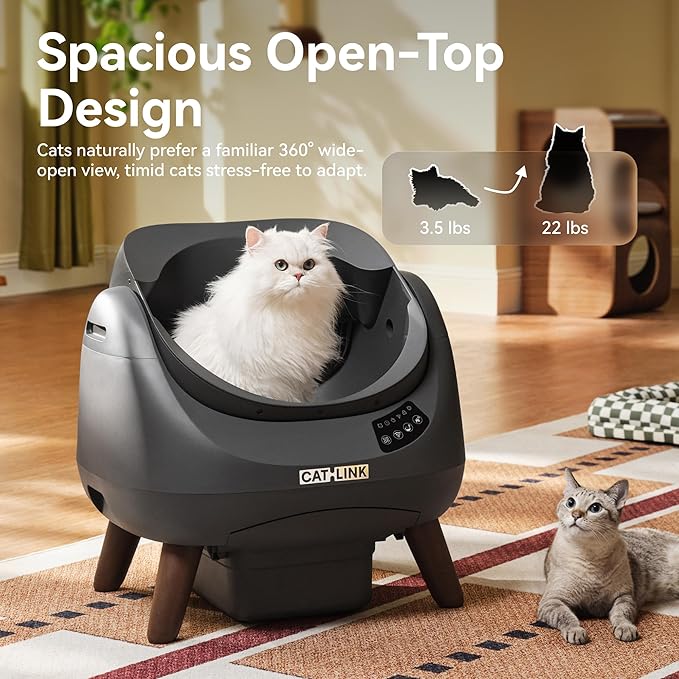 CATLINK Self Cleaning Cat Litter Box Open-X, 5G & 2.4G WiFi, Safe Anti-Pinch Automatic Litter Box Open Top, AI Waste Analysis Health Monitor for Multi-Cat Recognition, App Control, Odor Free