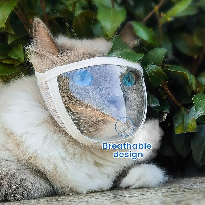 Genérico Cat Muzzle for Nail Cutting, Breathable Guard | Calming Hood for Cats to Cut Nails - for Indoor Travel and Veterinary Visits All Breeds Small Medium