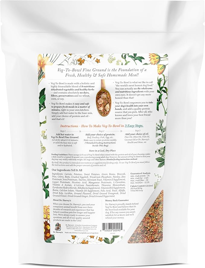 Dr. Harvey's Veg-To-Bowl Fine Ground Dehydrated Vegetable Pre-Mix for Dogs, 7-Pound Bag