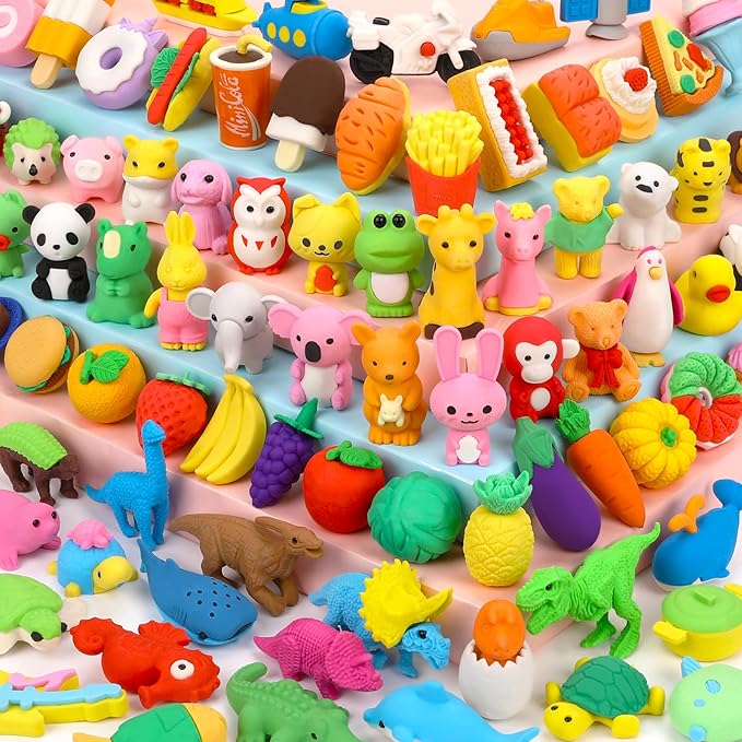 90 Pack Animal Pencil Erasers for Kids, 3D Mini Puzzle Take Apart Erasers, Desk Pets & Treasure Box Toys, Bulk Party Favors, Classroom Prizes, School Supplies, Gift for Boys & Girls