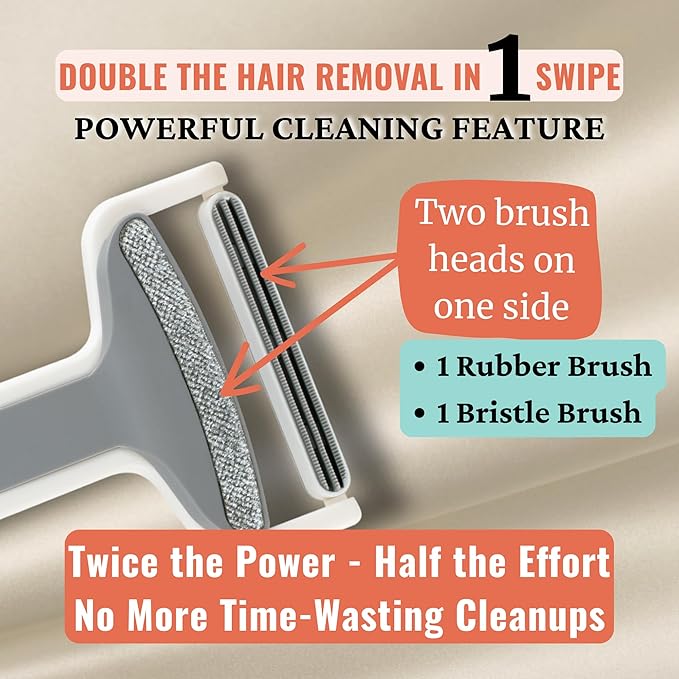 Upgraded BeBii Reusable Electrostatic Pet Hair Remover Tool – Deep Cleaner & Safe on Fabrics – Rubber Broom for Pet Hair, Reusable Cat & Dog Hair Remover for Clothes, Furniture, Rugs, Couches & Car